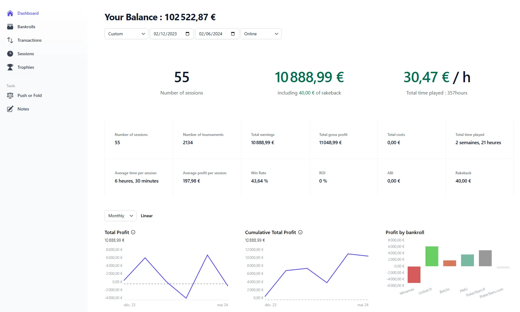 Pokmanager Dashboard Preview Screenshot of the Pokmanager application